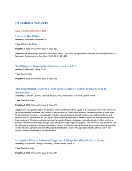 JFI Abstracts from 2019