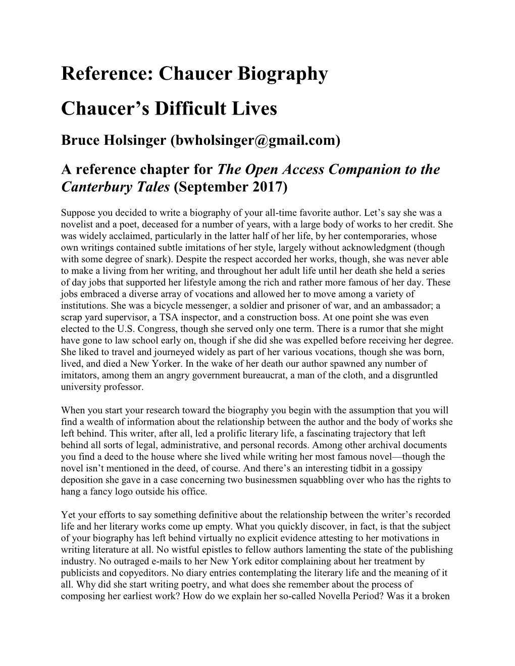 Chaucer Biography Chaucer's Difficult Lives