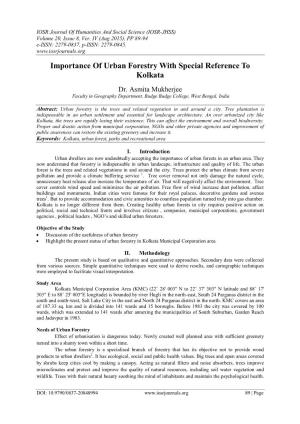 Importance of Urban Forestry with Special Reference to Kolkata