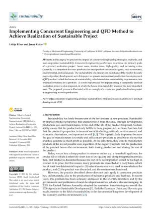 Implementing Concurrent Engineering and QFD Method to Achieve Realization of Sustainable Project