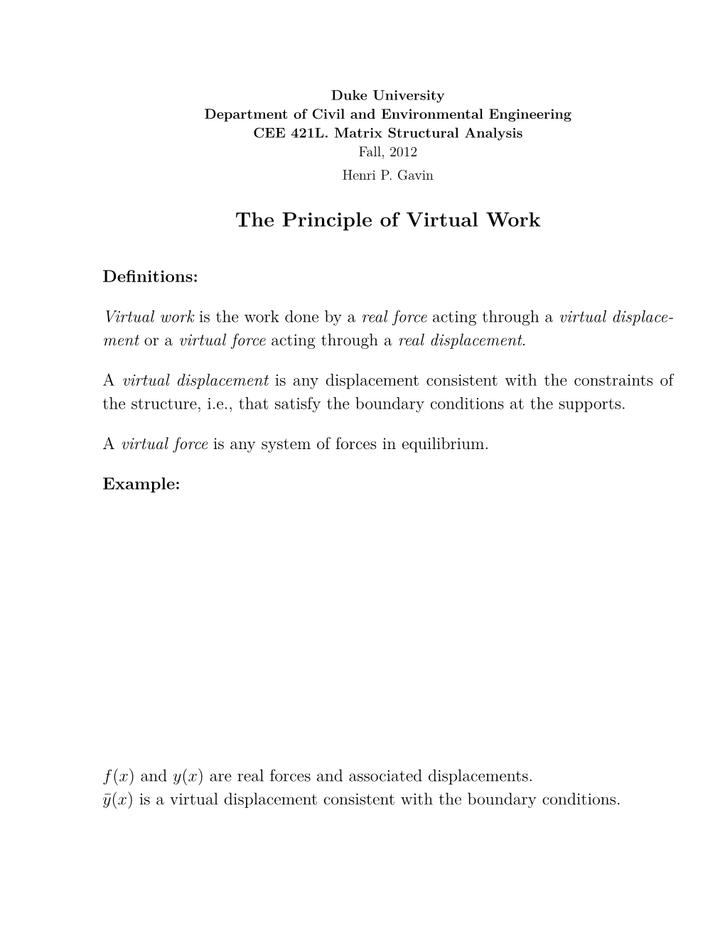 The Principle of Virtual Work