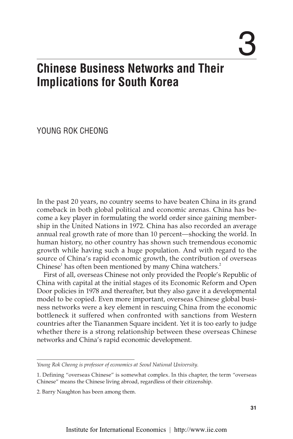 Chinese Business Networks and Their Implications for South Korea