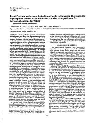 Evidence for an Alternate Pathway for Lysosomal Enzyme Targeting (Oligosaccharides/Lysosomes/Phosphorylation) CHRISTOPHER A