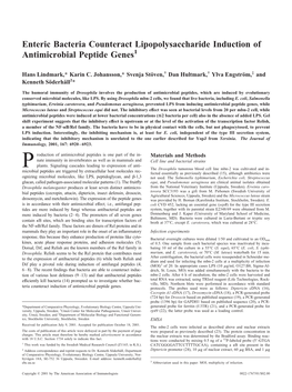 Antimicrobial Peptide Genes Lipopolysaccharide Induction Of