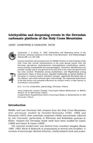 Ichthyohths and Deepening Events in the Devonian Carbonate Platform of the Holy Cross Mountains