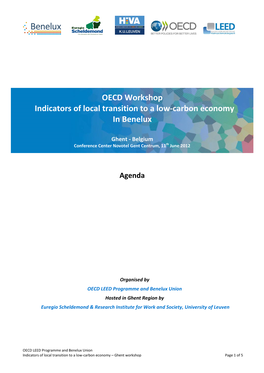 OECD Workshop Indicators of Local Transition to a Low-Carbon Economy in Benelux