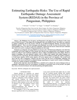 Estimating Earthquake Risks: the Use of Rapid Earthquake Damage Assessment System (REDAS) in the Province of Pangasinan, Philippines