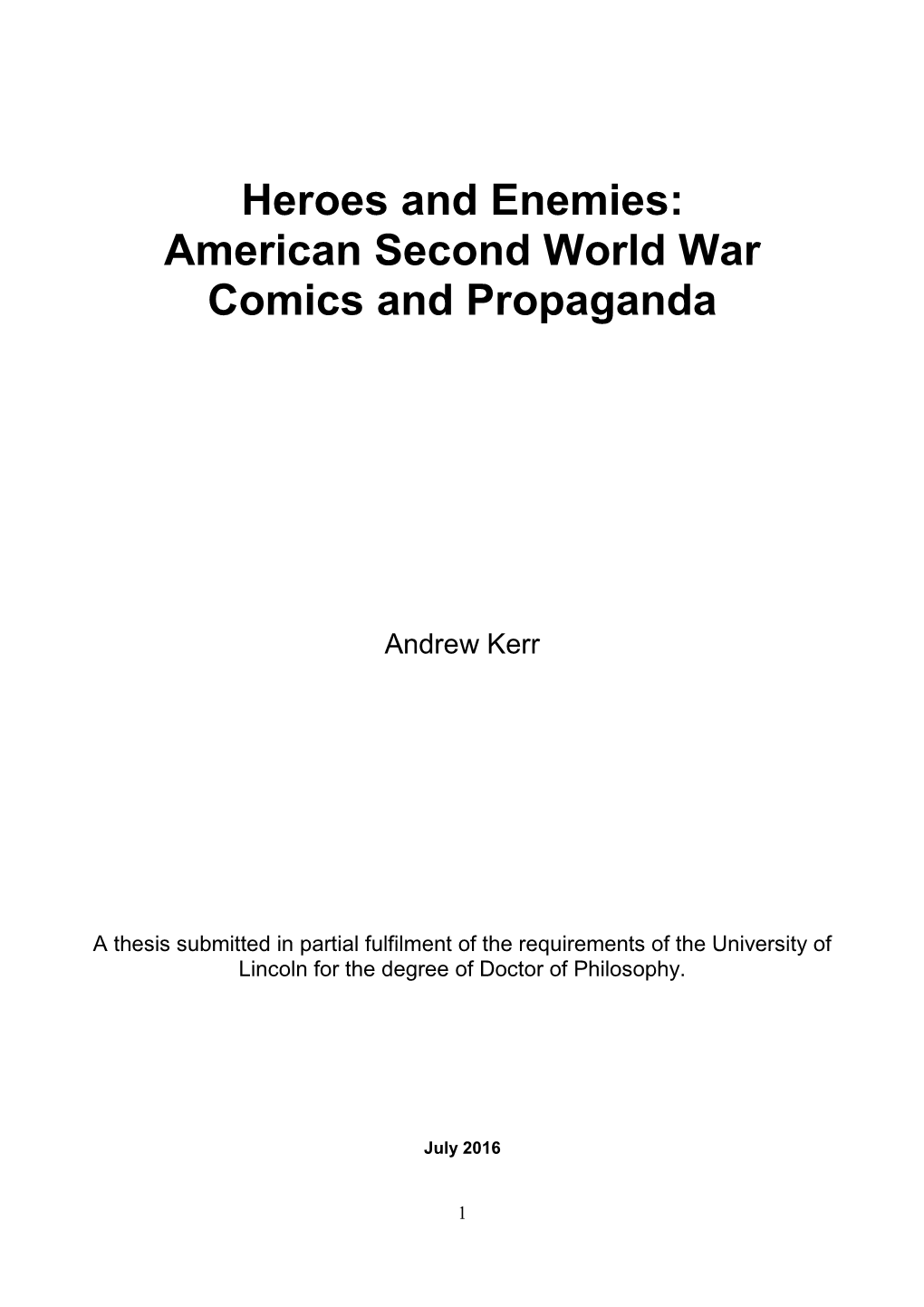 American Second World War Comics and Propaganda