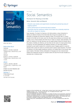 Social Semantics the Search for Meaning on the Web Reihe: Semantic Web and Beyond