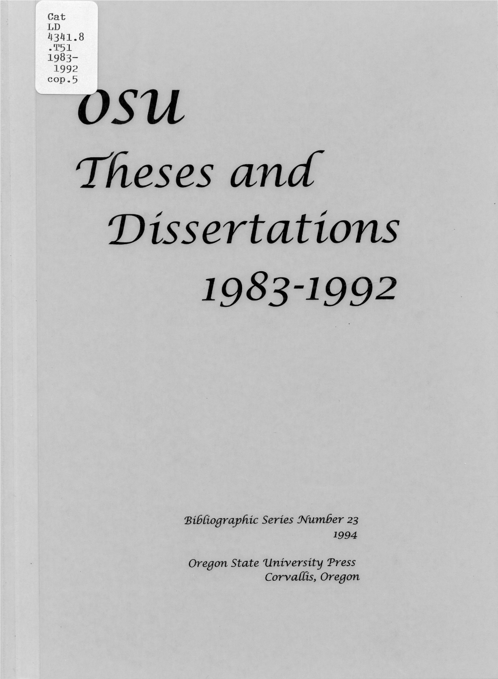 Theses and Dissertations 1983-1992