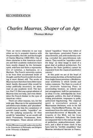 Charles Maurras, Shaper of an Age Thomas Molnar
