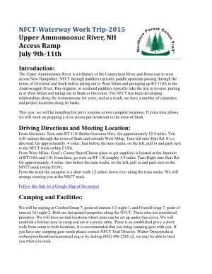 NFCT-Waterway Work Trip-2015 Upper Ammonoosuc River, NH Access Ramp July 9Th-11Th