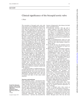 Clinical Significance of the Bicuspid Aortic Valve