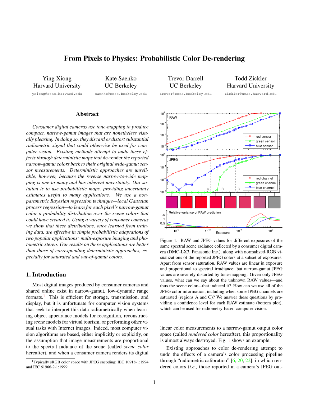 Probabilistic Color De-Rendering