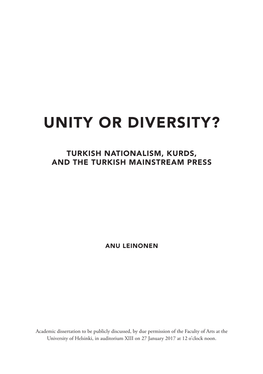 Unity Or Diversity? Turkish Nationalism, Kurds, and the Turkish
