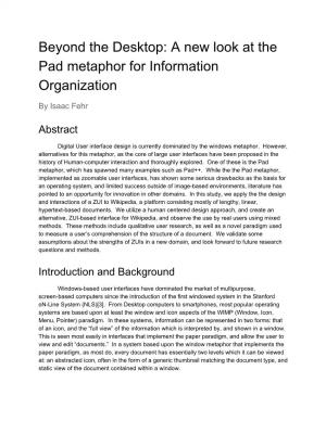 Beyond the Desktop: a New Look at the Pad Metaphor for Information Organization