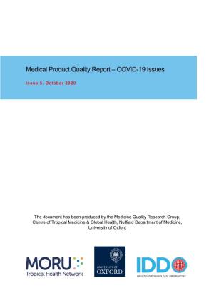 Medical Product Quality Report – COVID-19 Issues