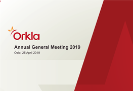 Annual General Meeting 2019 Oslo, 25 April 2019 Stein Erik Hagen (Chairman of the Board)