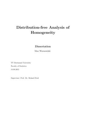 Distribution-Free Analysis of Homogeneity