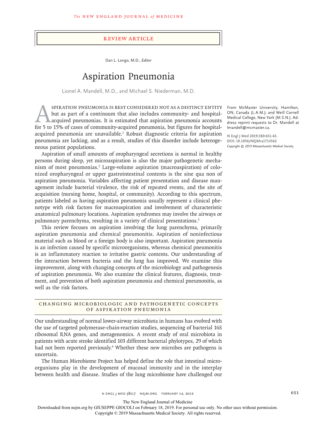 Aspiration Pneumonia