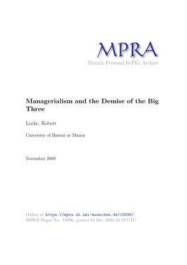 Managerialism and the Demise of the Big Three