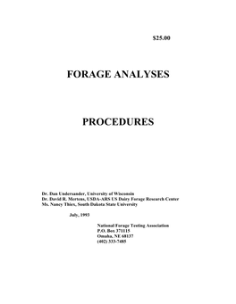 NFTA Forage Analysis Procedure