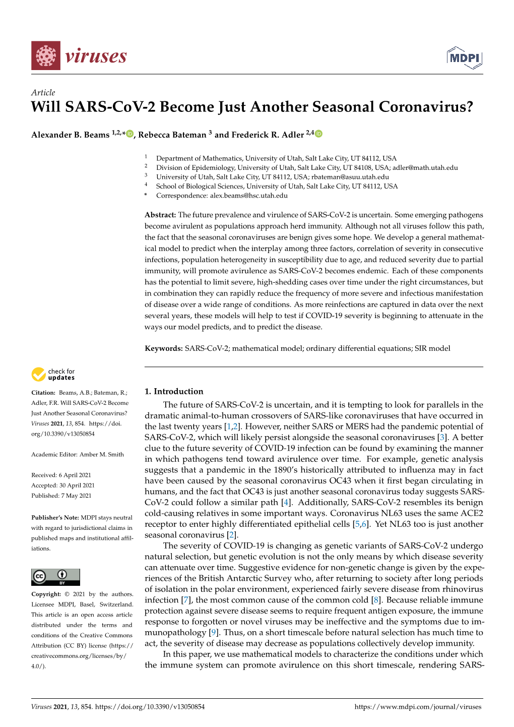 Will SARS-Cov-2 Become Just Another Seasonal Coronavirus?