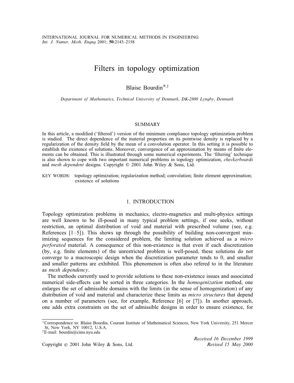 Filters in Topology Optimization