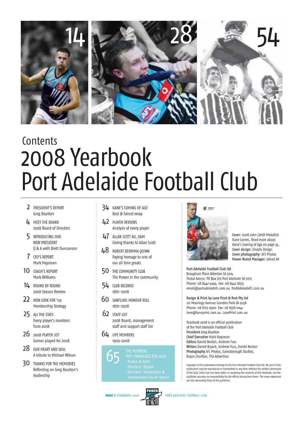 2008 Yearbook Port Adelaide Football Club