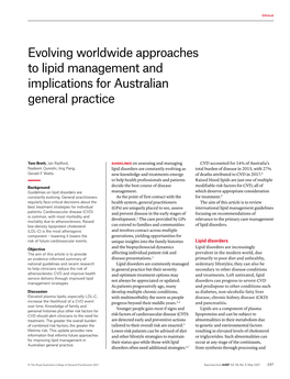 Evolving Worldwide Approaches to Lipid Management and Implications for Australian General Practice