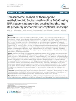Transcriptome Analysis of Thermophilic Methylotrophic Bacillus