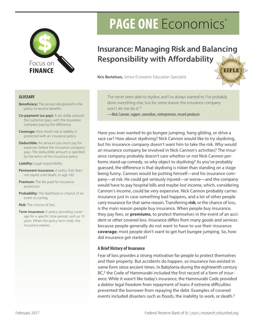 Managing Risk and Balancing Responsibility with Affordability