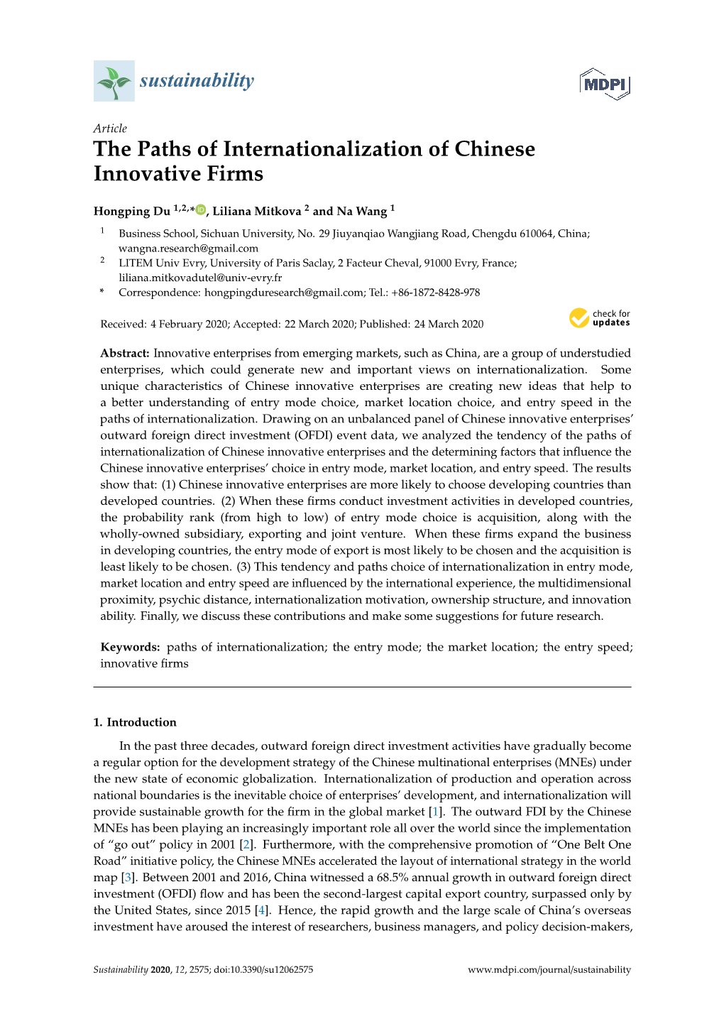 The Paths of Internationalization of Chinese Innovative Firms