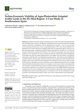 Techno-Economic Viability of Agro-Photovoltaic Irrigated Arable Lands in the EU-Med Region: a Case-Study in Southwestern Spain