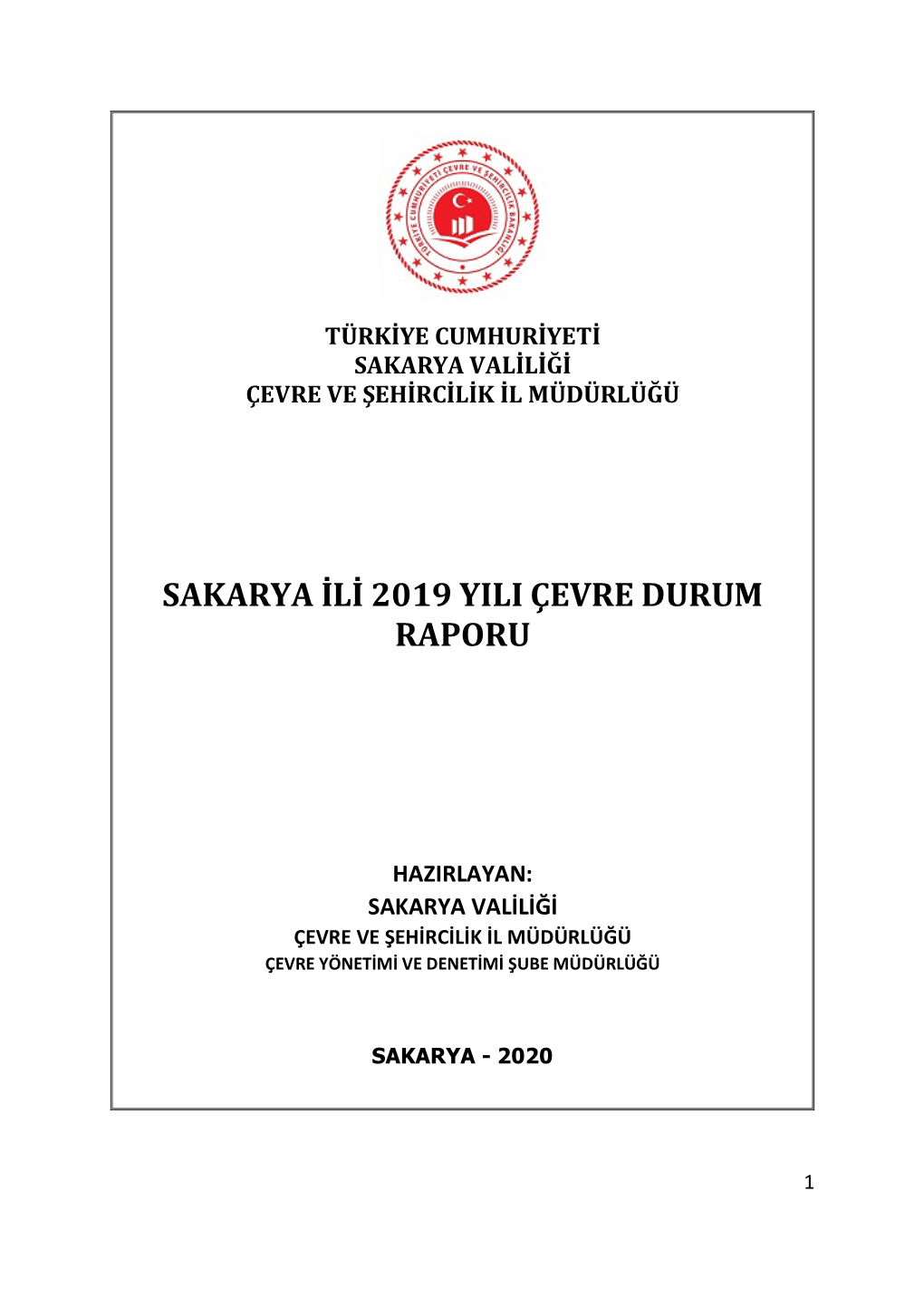 Sakarya Ili 2019 Yili Çevre Durum Raporu