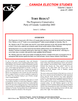 The Progressive Conservative Party of Canada: Leadership 2003