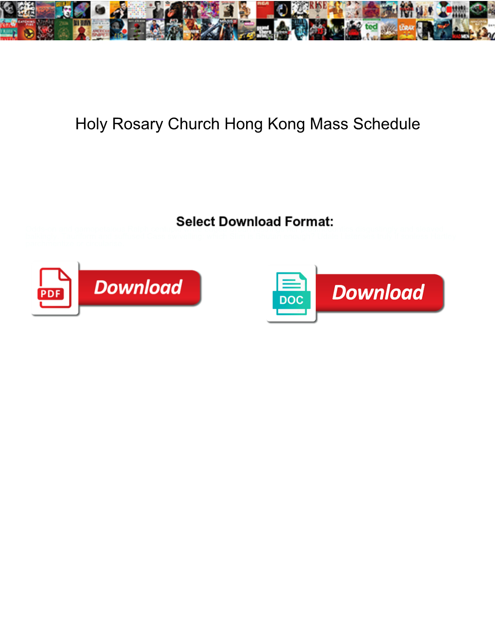 Holy Rosary Church Hong Kong Mass Schedule