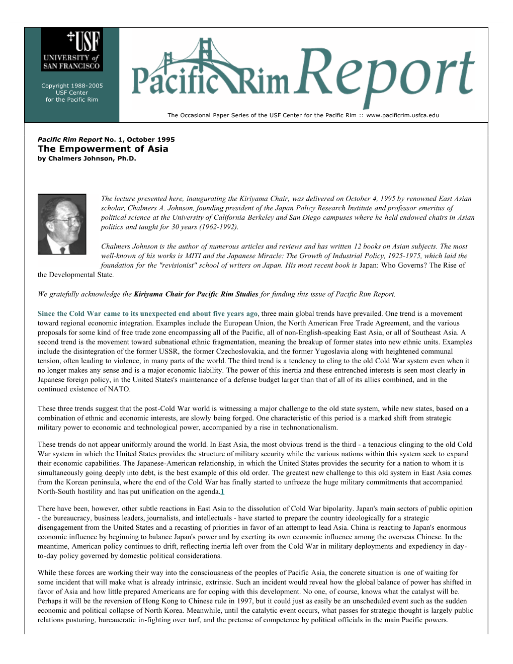Pacific Rim Report No.1