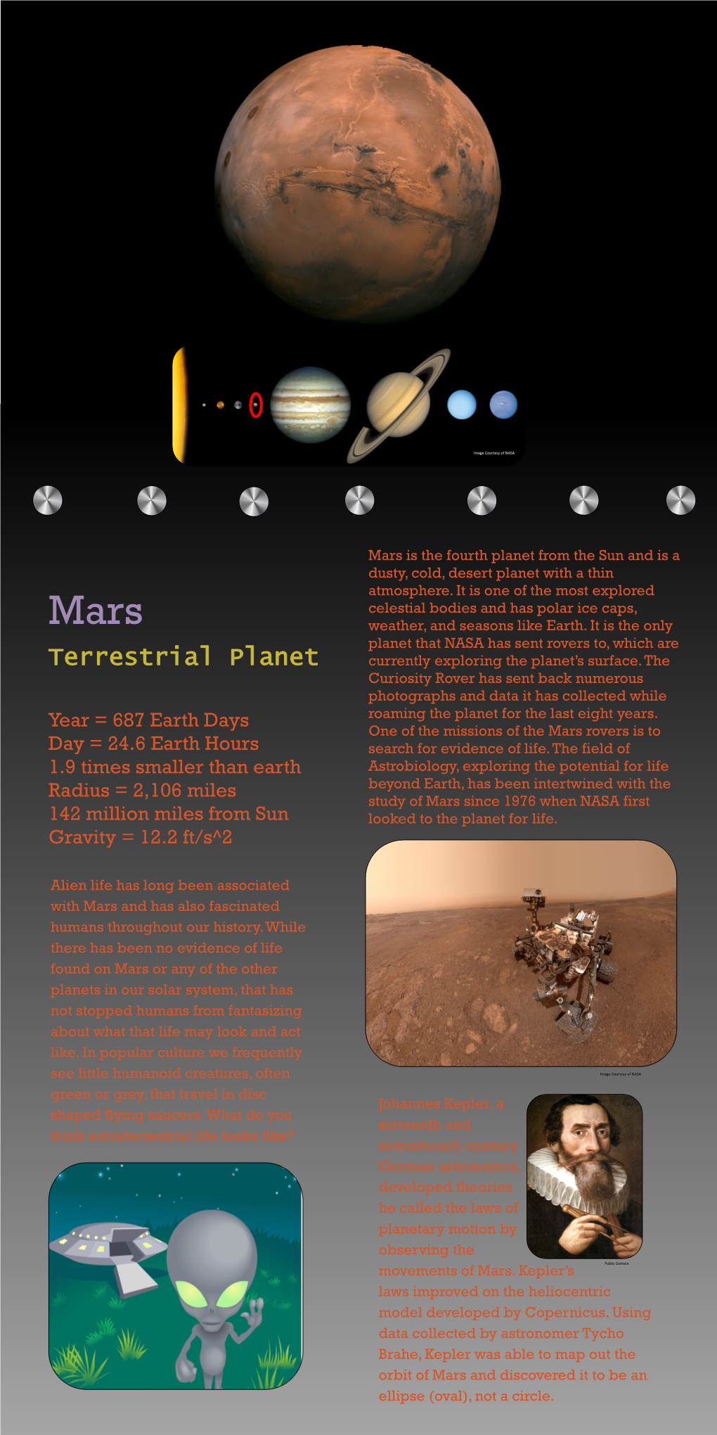 Mars Is the Fourth Planet from the Sun and Is a Dusty, Cold, Desert Planet with a Thin Atmosphere