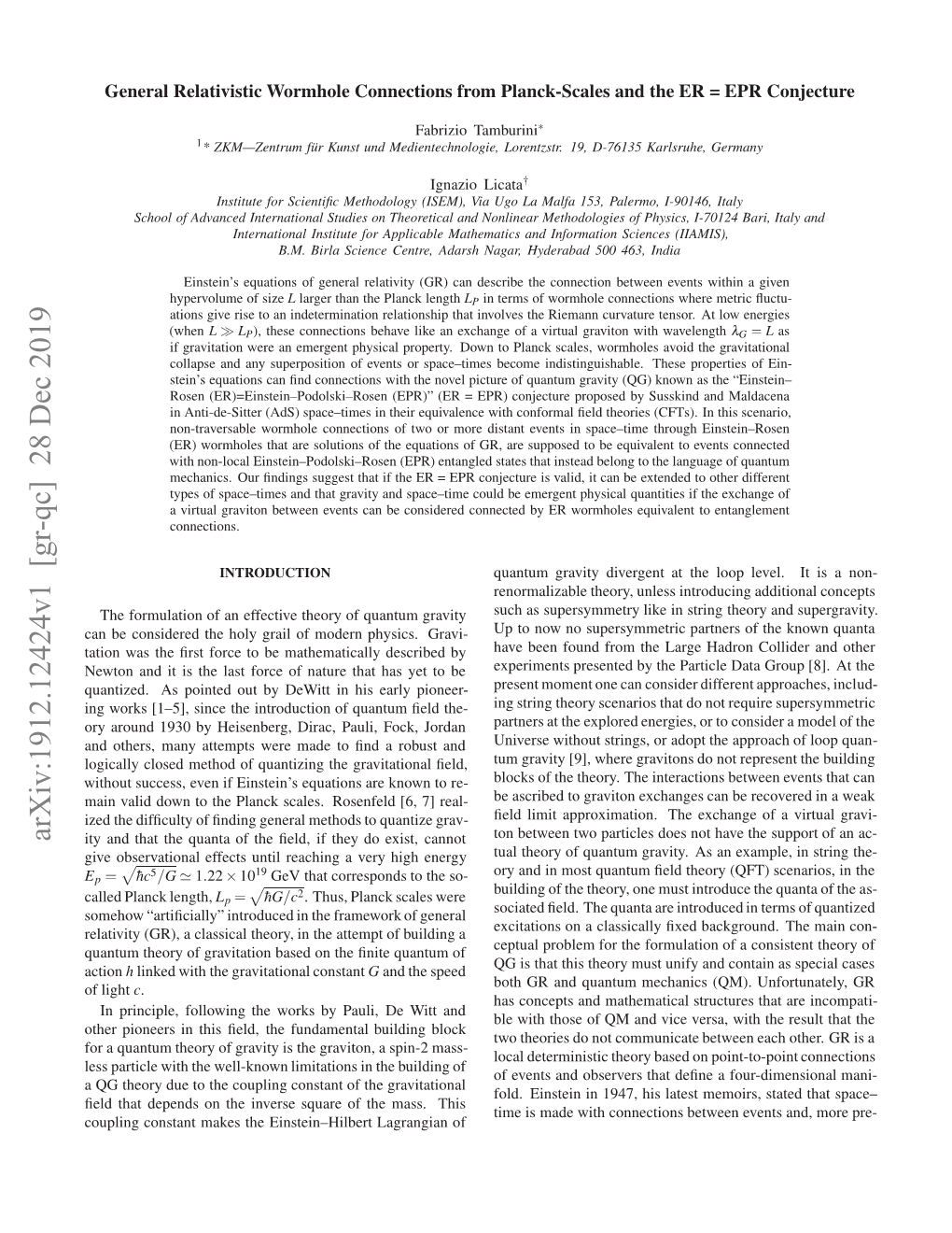 General Relativistic Wormhole Connections from Planck-Scales