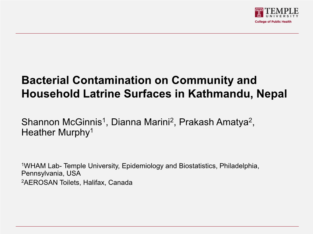 Bacterial Contamination on Community and Household Latrine Surfaces in Kathmandu, Nepal