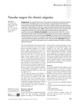Vascular Surgery for Chronic Migraine