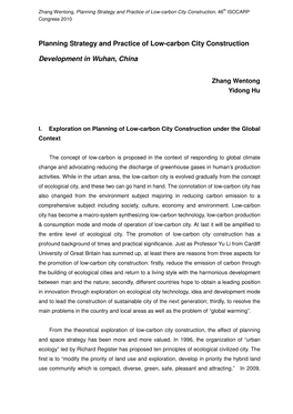 Planning Strategy and Practice of Low-Carbon City Construction , 46 Th ISOCARP Congress 2010