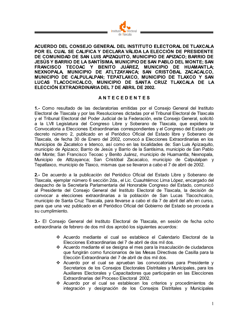 Acuerdo Del Consejo General Del Instituto Electoral De Tlaxcala