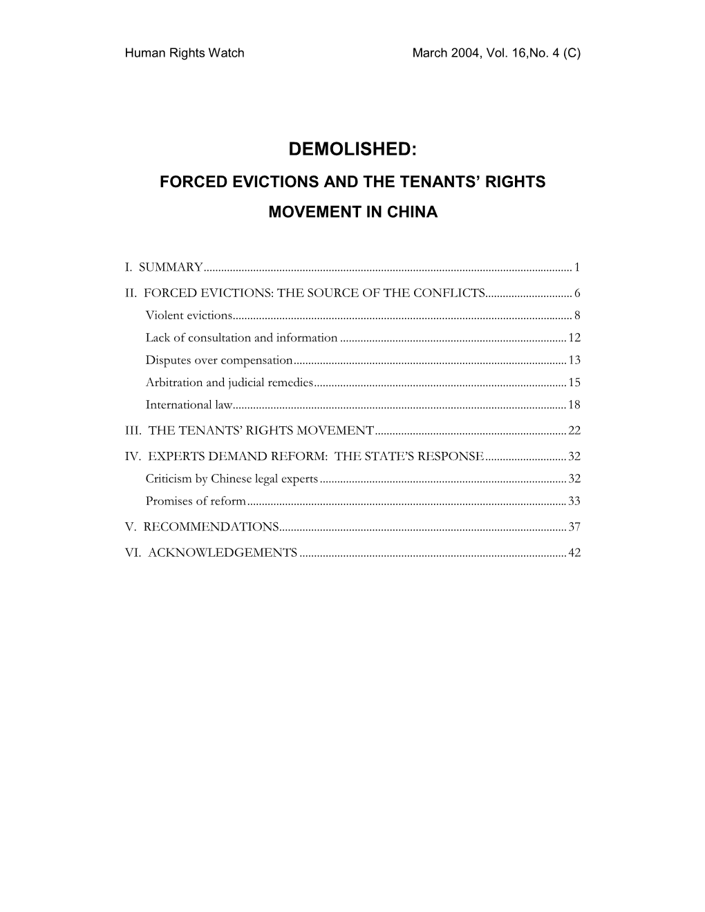 Demolished: Forced Evictions and the Tenants’ Rights Movement in China