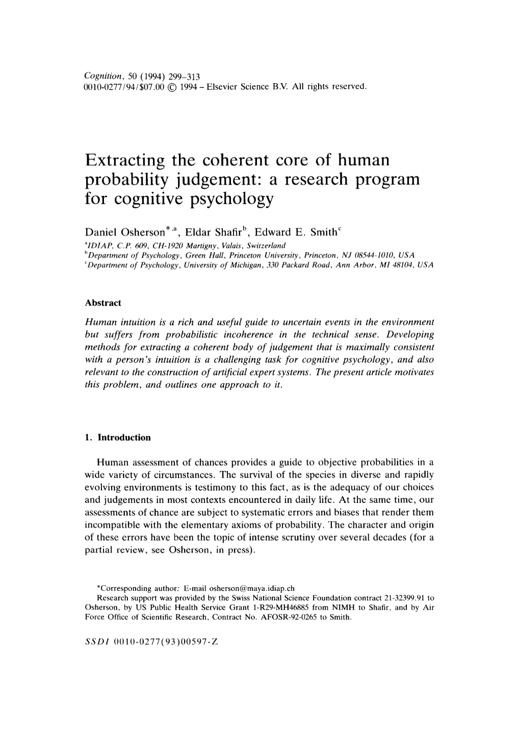 Extracting the Coherent Core of Human Probability Judgement: a Research Program for Cognitive Psychology