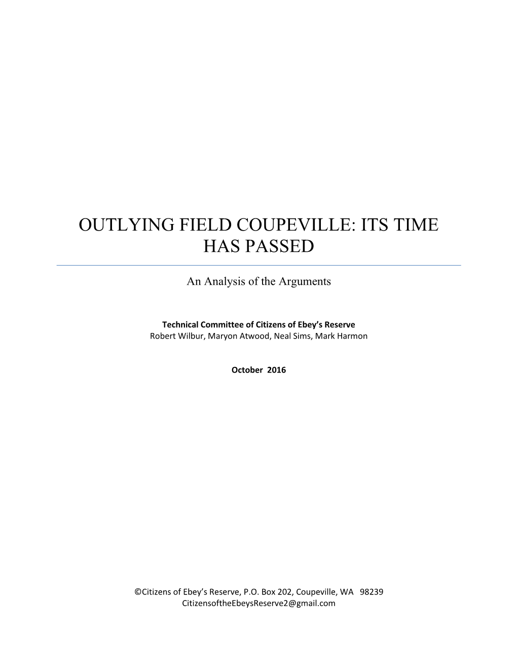 Outlying Field Coupeville: Its Time Has Passed