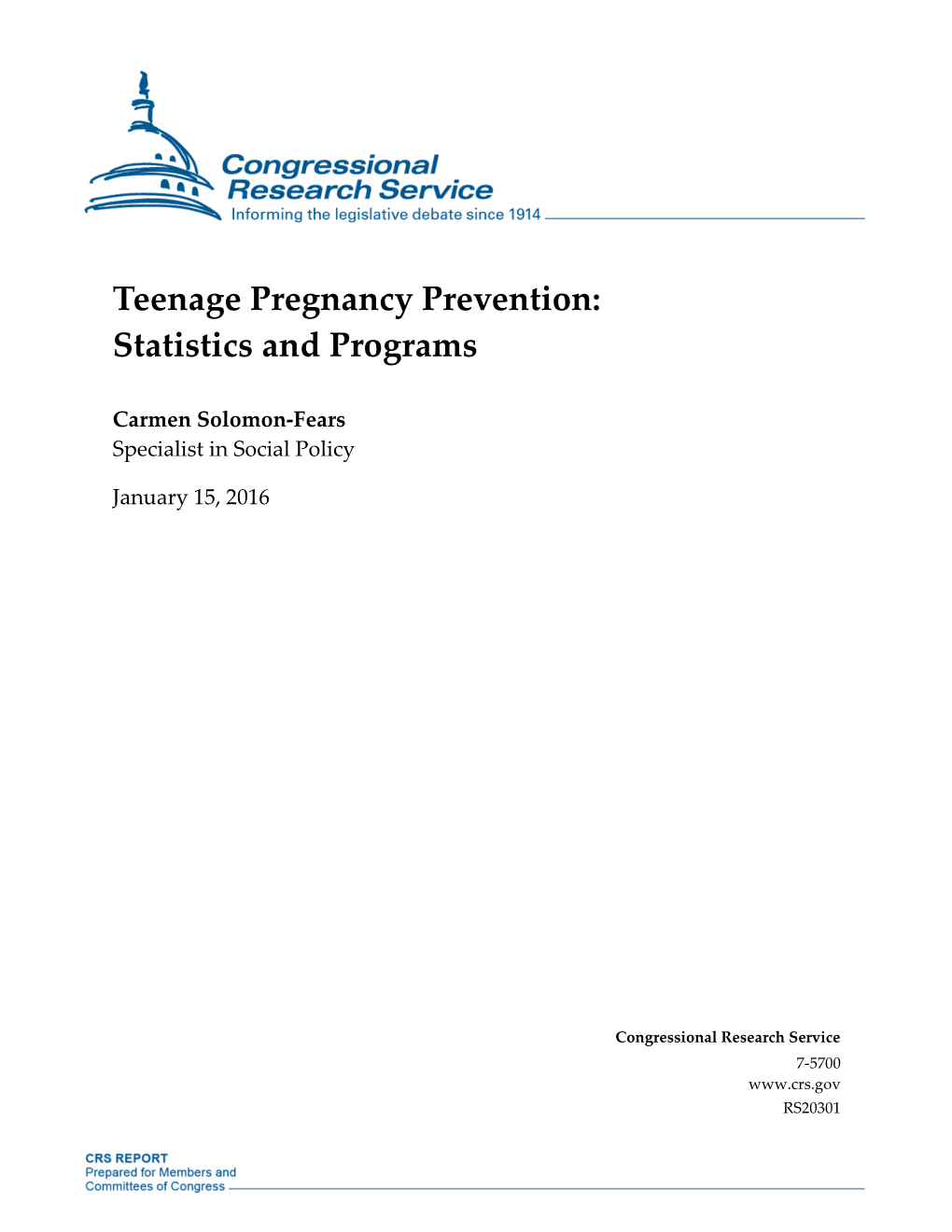 Teenage Pregnancy Prevention: Statistics and Programs