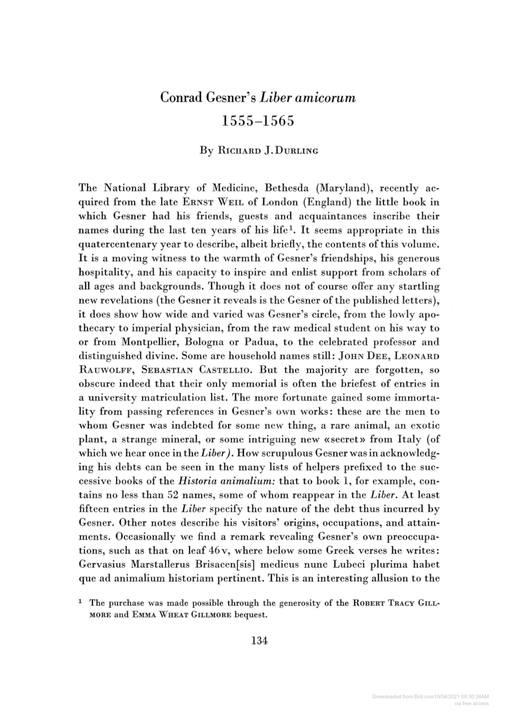 Conrad Gesner's Liber Amicorum 1555-1565