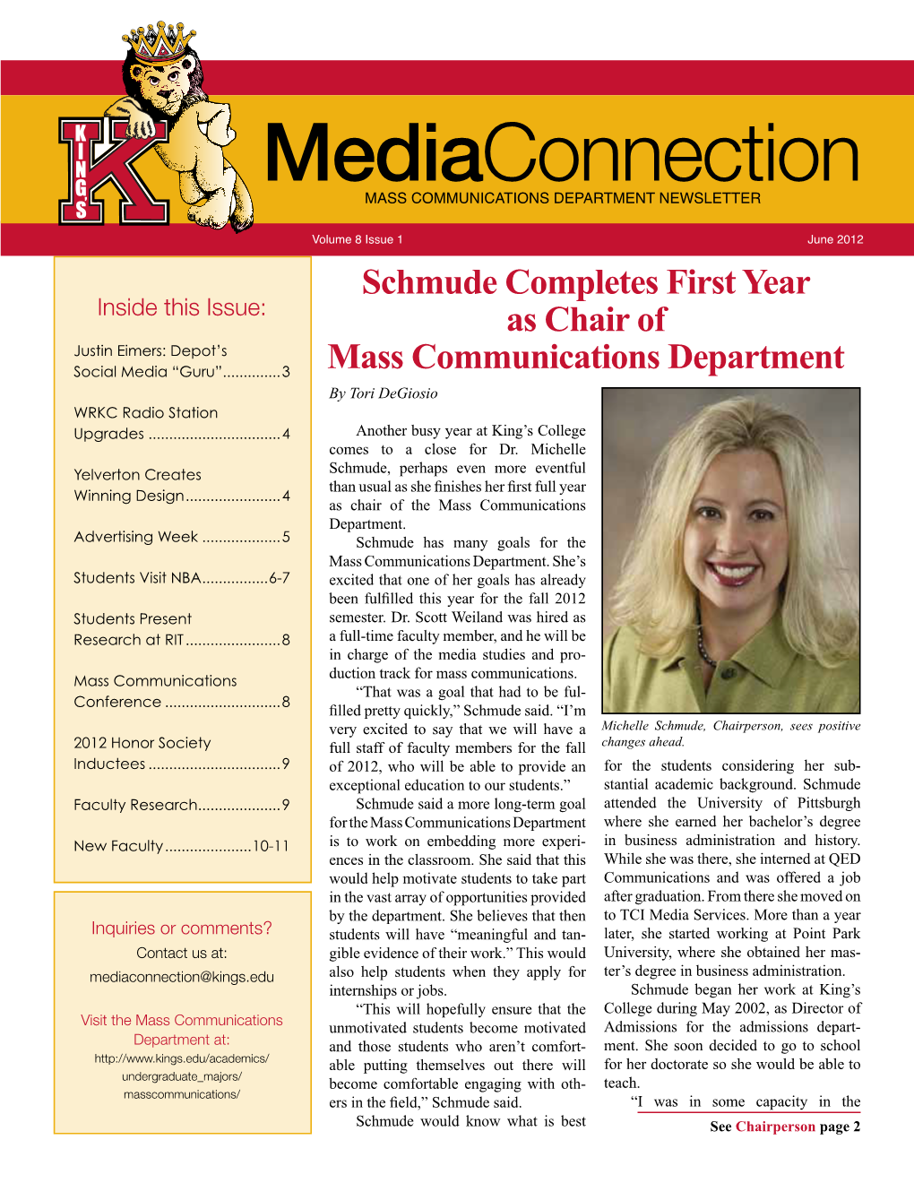 Mediaconnection Mass Communications Department Newsletter